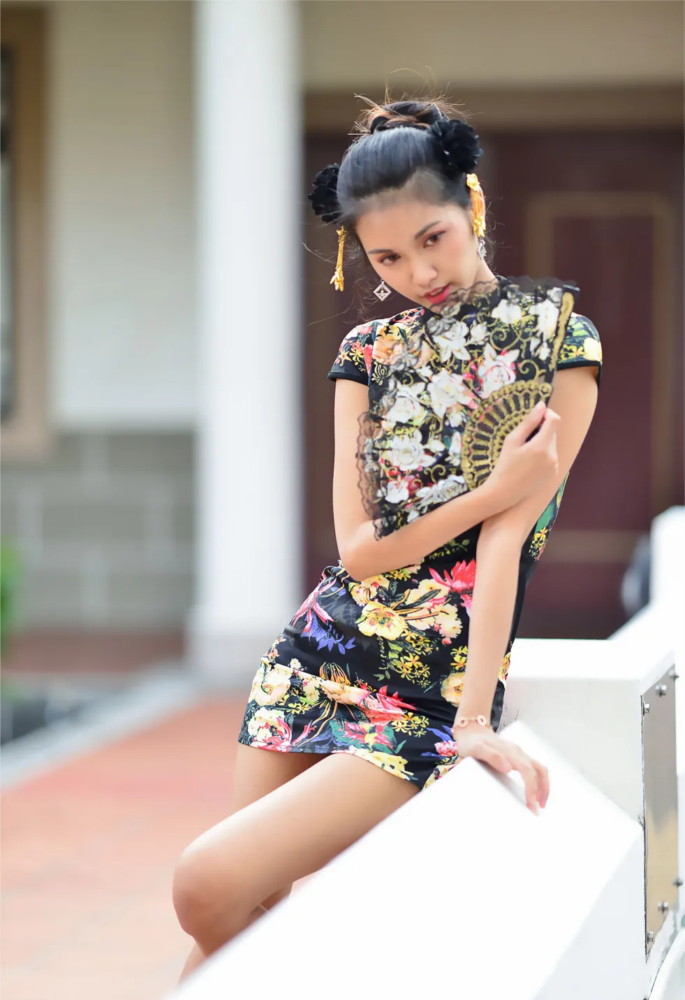 [Mzsock] NO.191 Chen Mengxin short cheongsam high heels beautiful legs street photography#[100P]-63